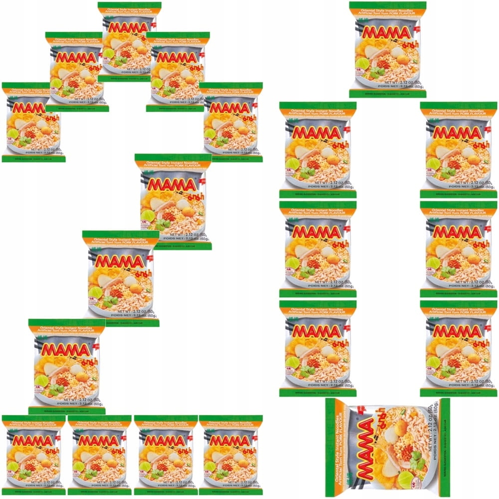 20 x Thajská vepřová polévka Těstoviny Instantní vepřové maso Tom Yum 60 g Mama