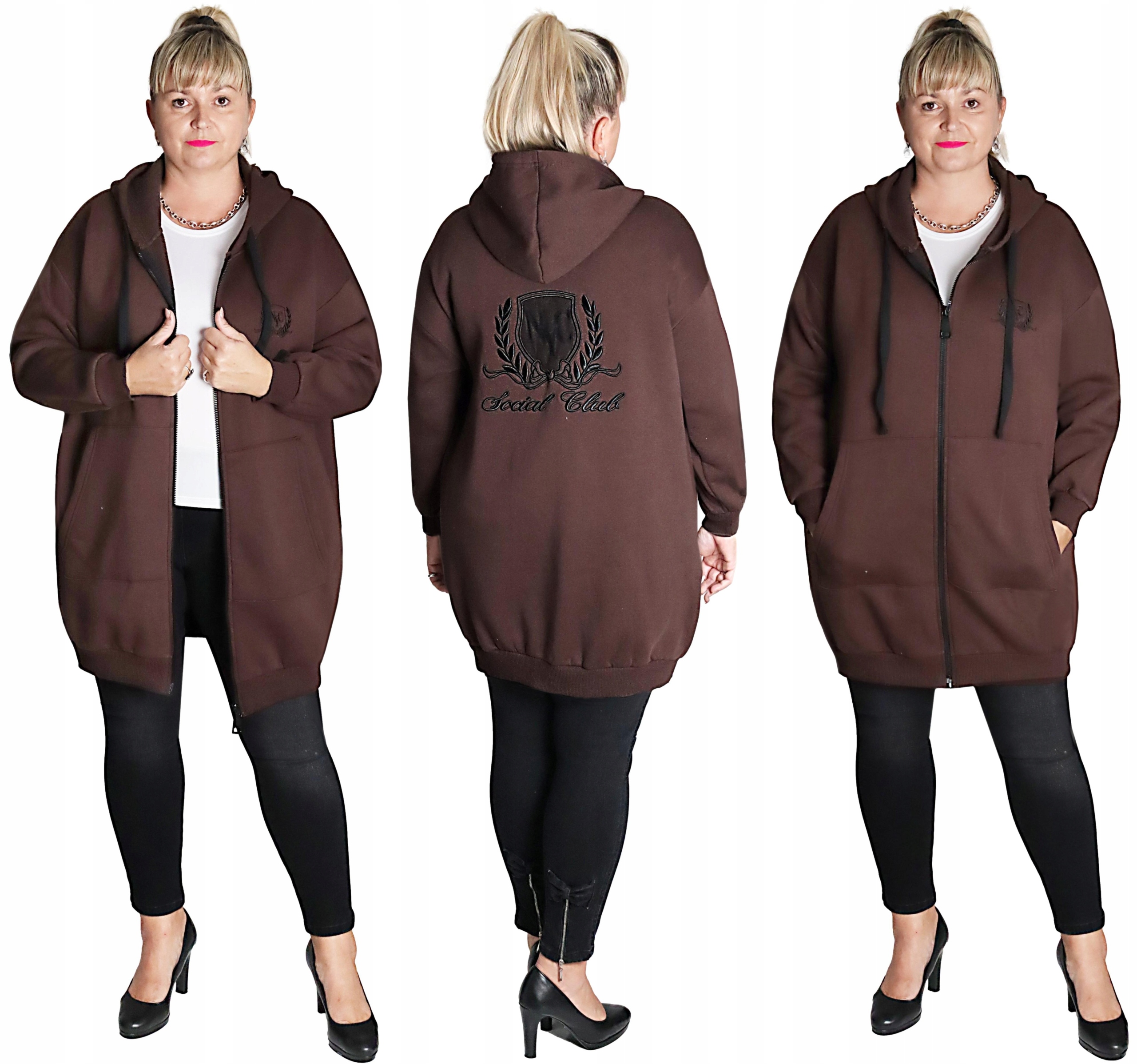 Zateplená Mikina S Výšivkou, barva Čokoláda vel 54