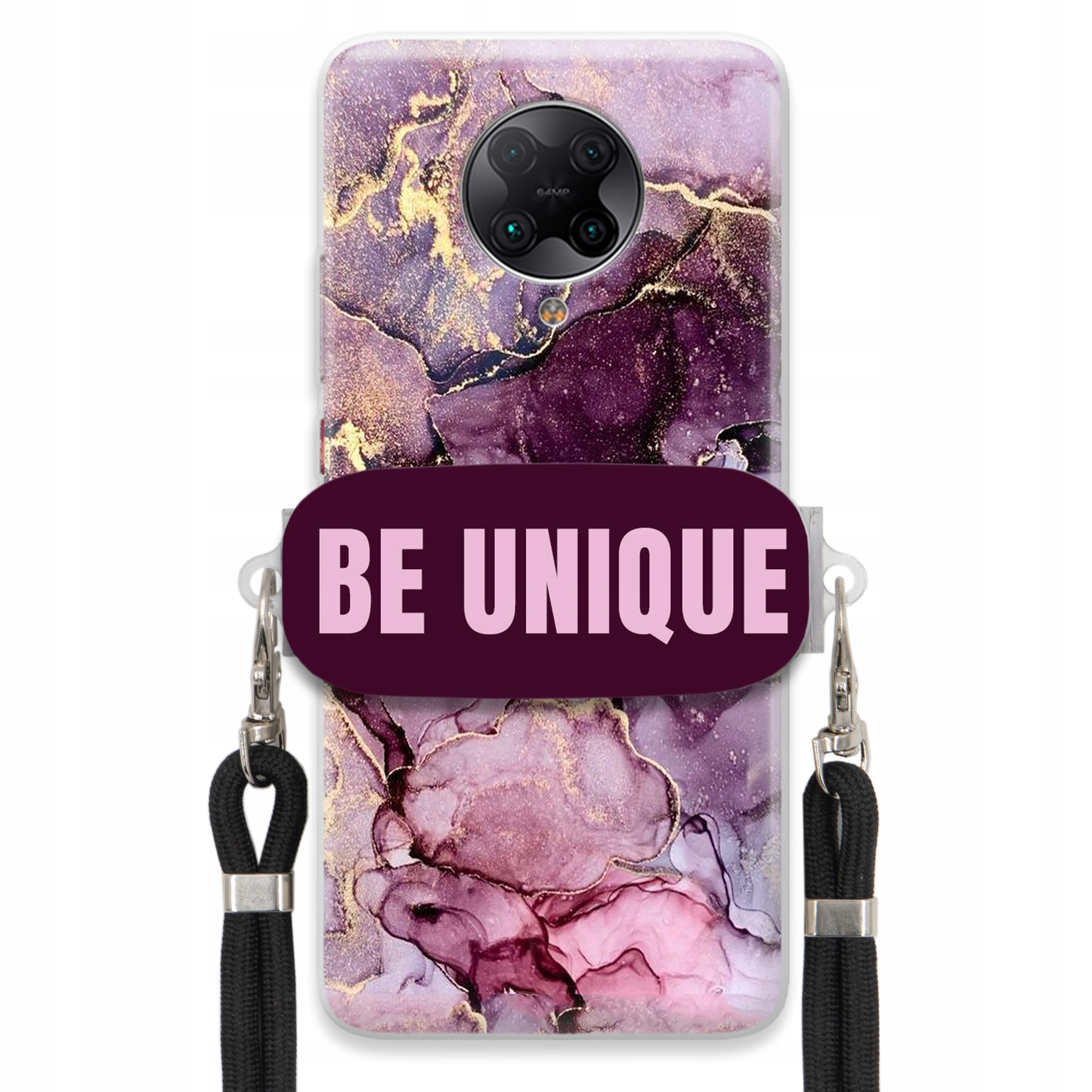 Puzdro pre Xiaomi Poco F2 Pro držiak na šnúrku Čierny fialový mramor