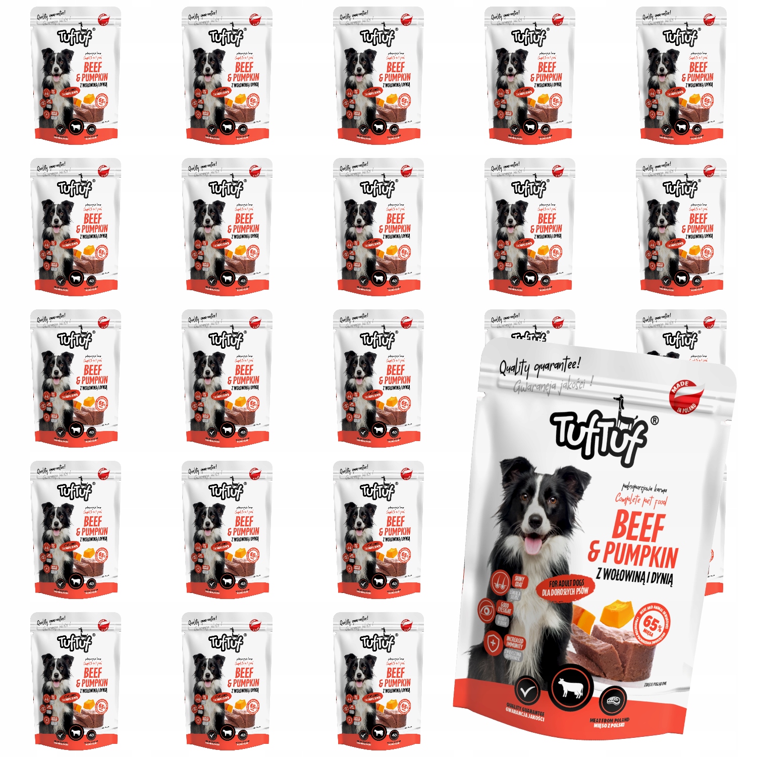 Levně Vlhké Krmivo Pro Psa TufTuf Sáček Mleté Hovězí Dýně 24x300G