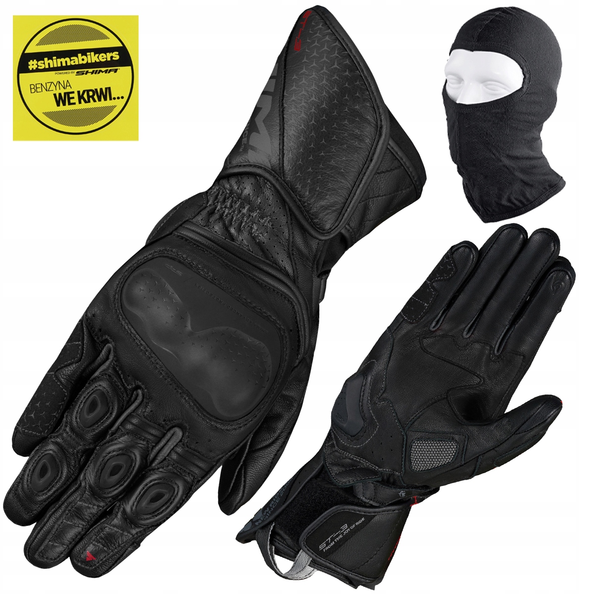 Moto Rukavice Shima ST-3 Black Dlhé Kožené Športové Darček