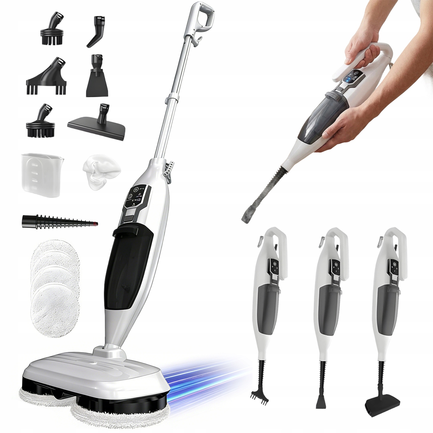 Parní Mop Rotační 1300 V 10V1, Multifunkční Akcesoria