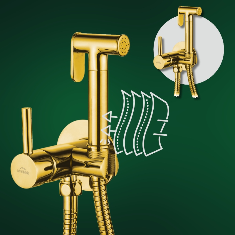 BATERIA BIDETOWA BIDETKA BIDETTA PODTYNKOWA ZŁOTA OSZCZĘDNY PERLATOR WĄŻ Kolor złoty