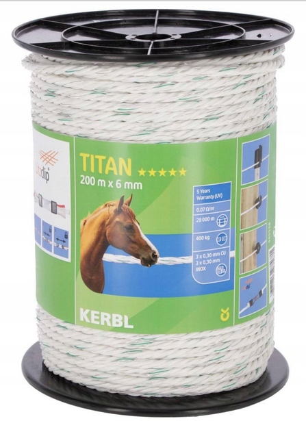 Titanová Plotová Šňůra 200X6 MM Strong Bílo-zelená Kerbl