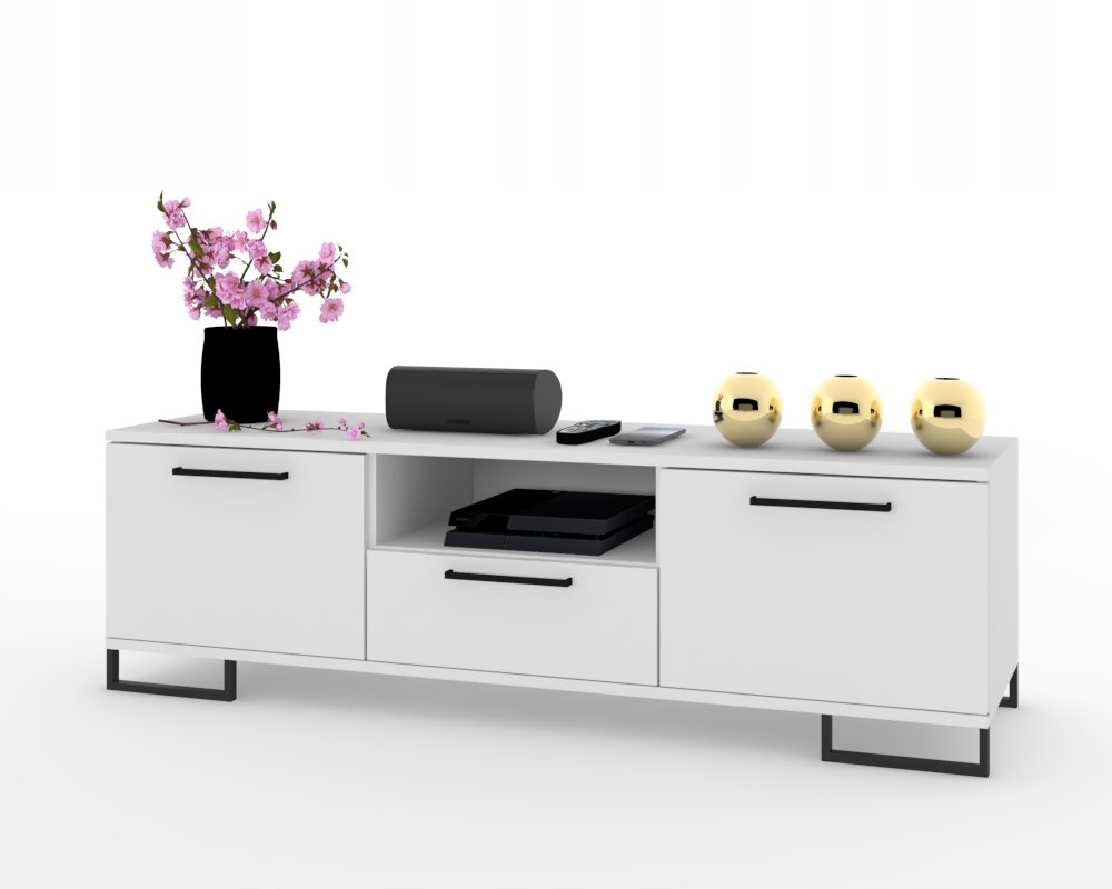 Rtv skříňka Komoda do obývacího pokoje a šuplík Hania Kwadro 150 Bílá Matná