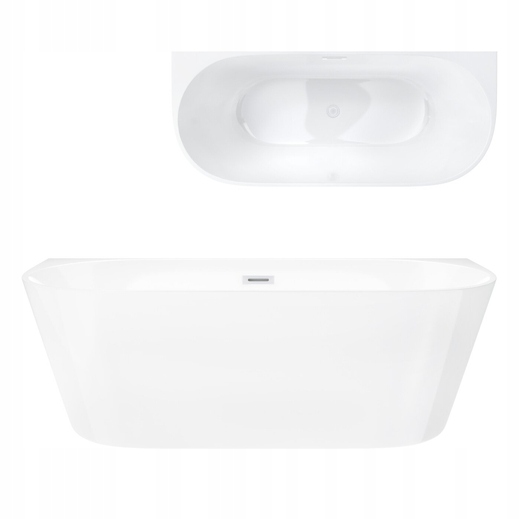 Wanna przyścienna wolnostojąca Corsan Mono 150 x 74 Korek klik-klak Biały
