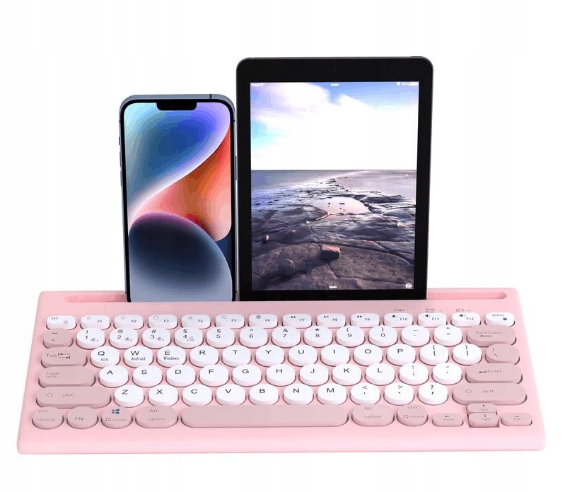 Klawiatura bezprzewodowa Mytrix Bluetooth Wi-Fi Różowa Tablet Telefon Komp