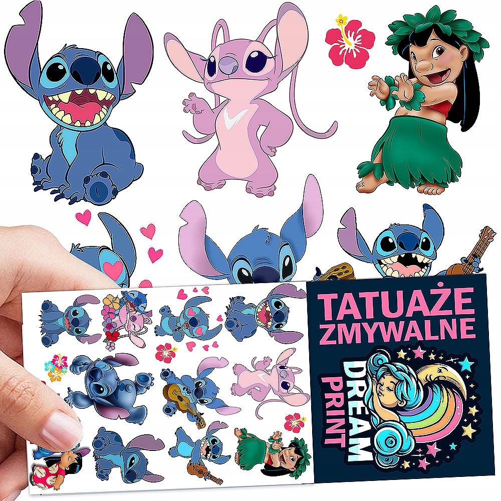 TATUAŻE DLA DZIECI ZMYWALNE TYMCZASOWE STITCH WZORY JAKOŚĆ Rodzaj gadżetu filmowy