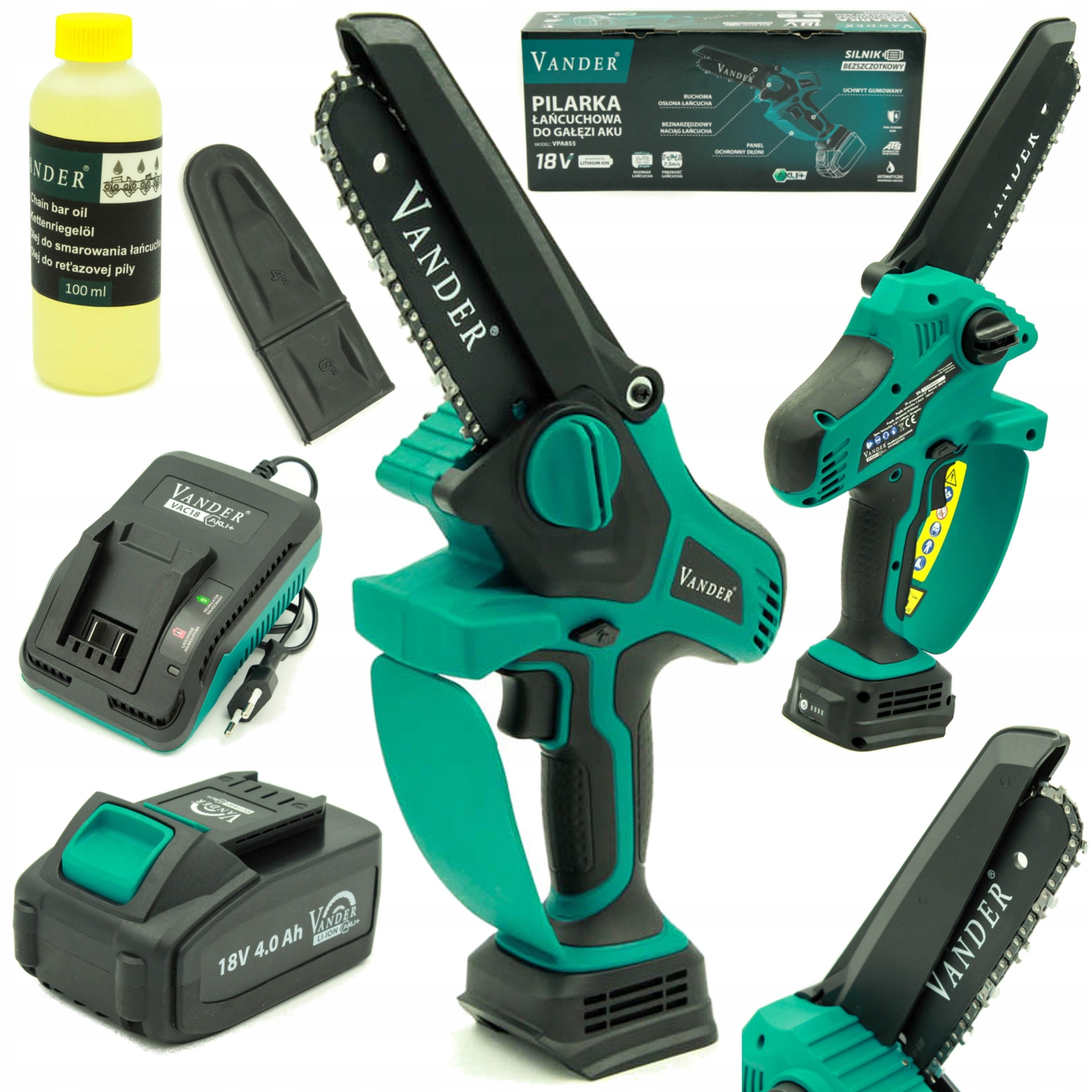 

Pilarka łańcuchowa do gałęzi 18V 4Ah Vander VPA855