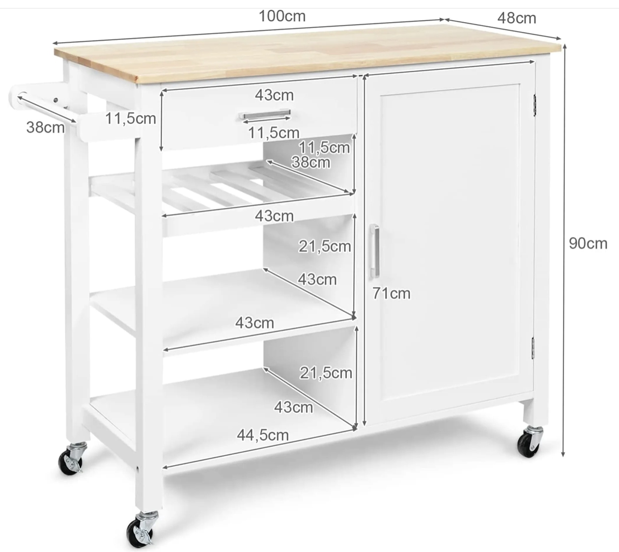 Wózek kuchenny wyspa kuchenna jeżdżąca Marka Costway