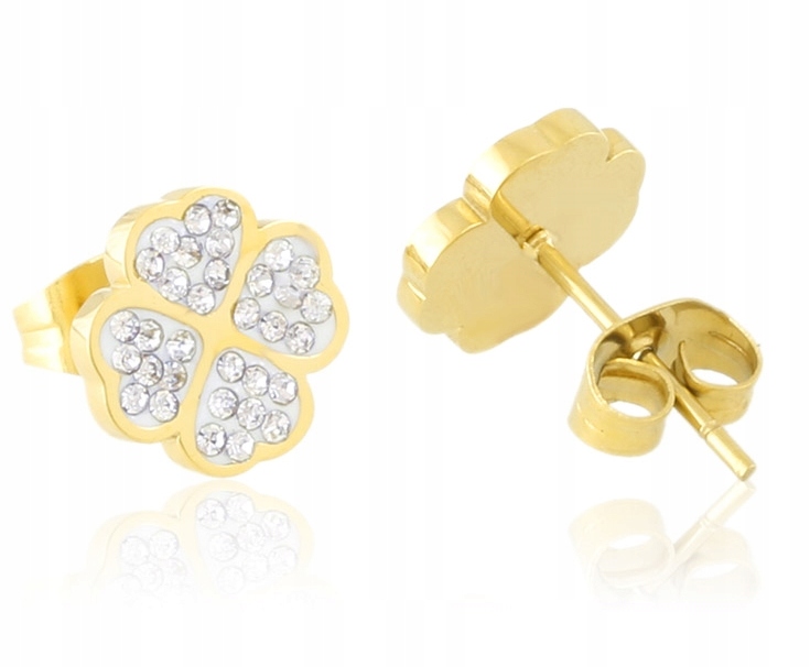 

Kolczyki Złote Koniczynki Cyrkonie Stal 316L