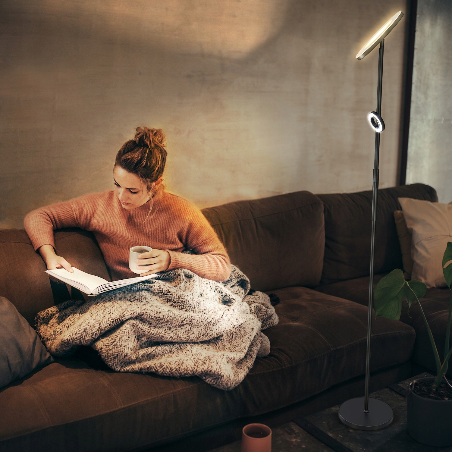 LED Lampa Stojąca Podłogowa Do Salonu 175CM 30W+5W czarny Marka inna