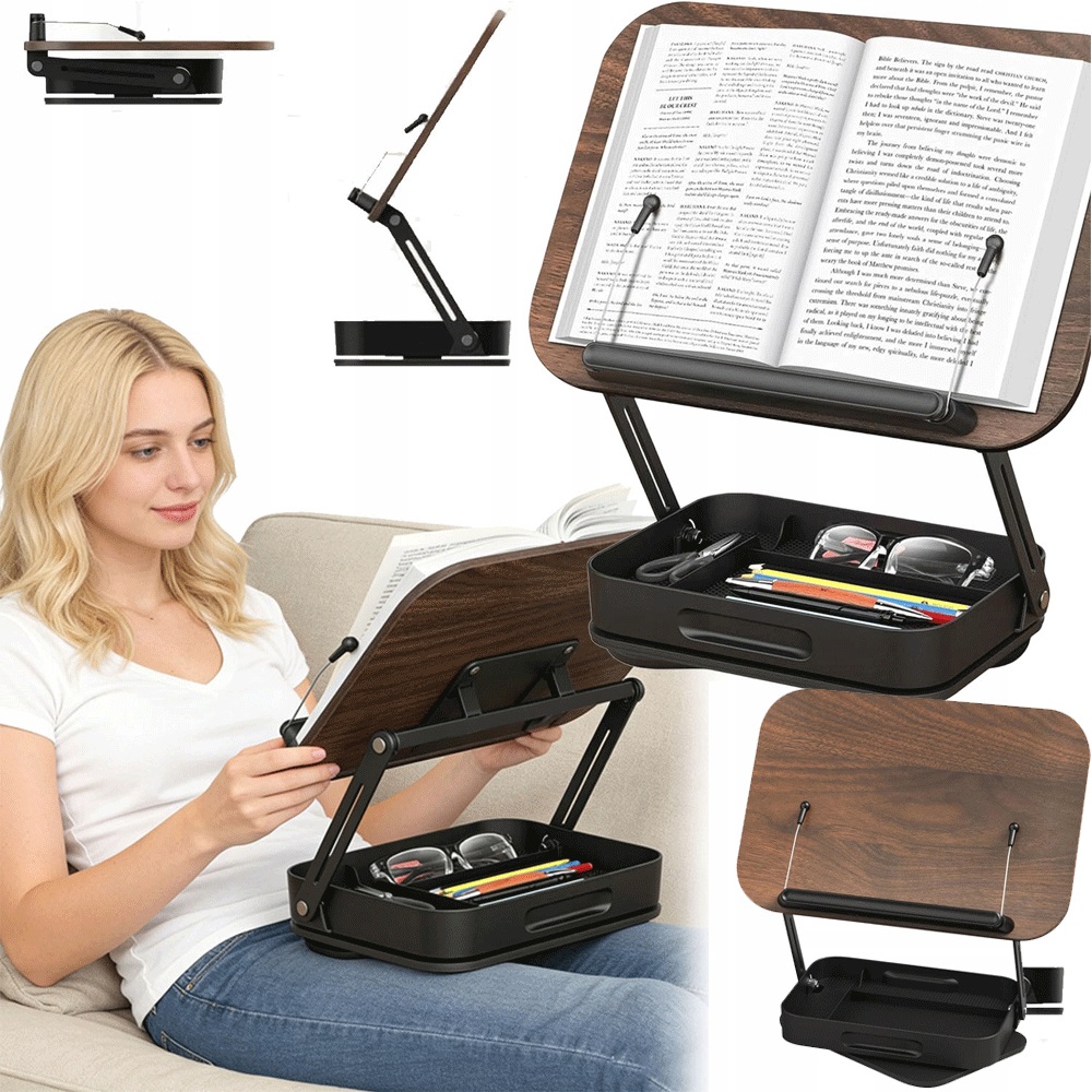 Ergonomický Pracovní Stůl Na Knihy Ze Dřeva A Hliníku V Hnědé Barvě