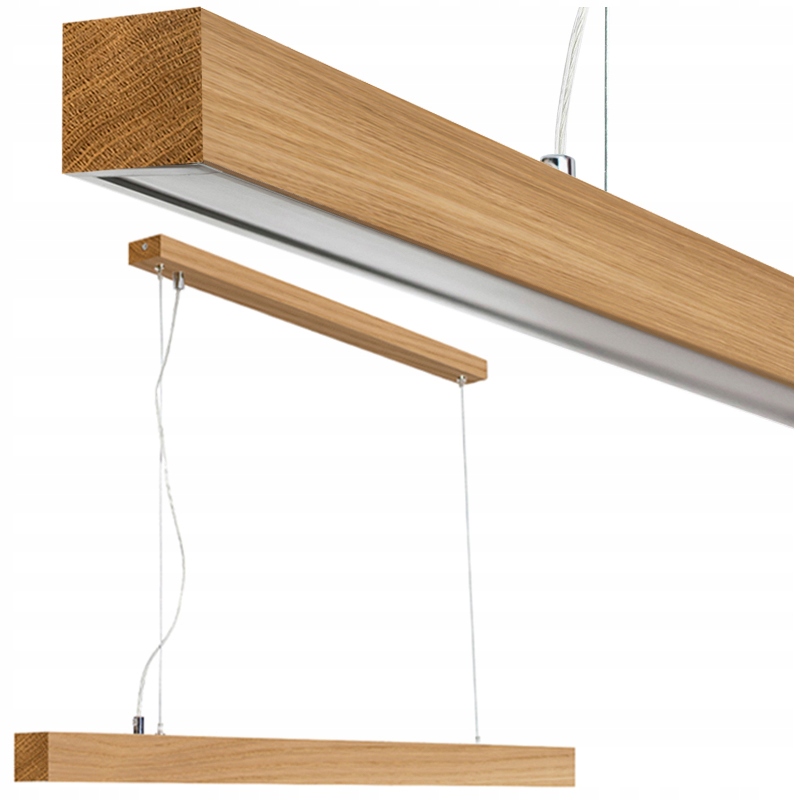 Lampa Wisząca Sufitowa Led Dębowa Slim 120 cm Salon Loft Nad Stół 50W 4000K