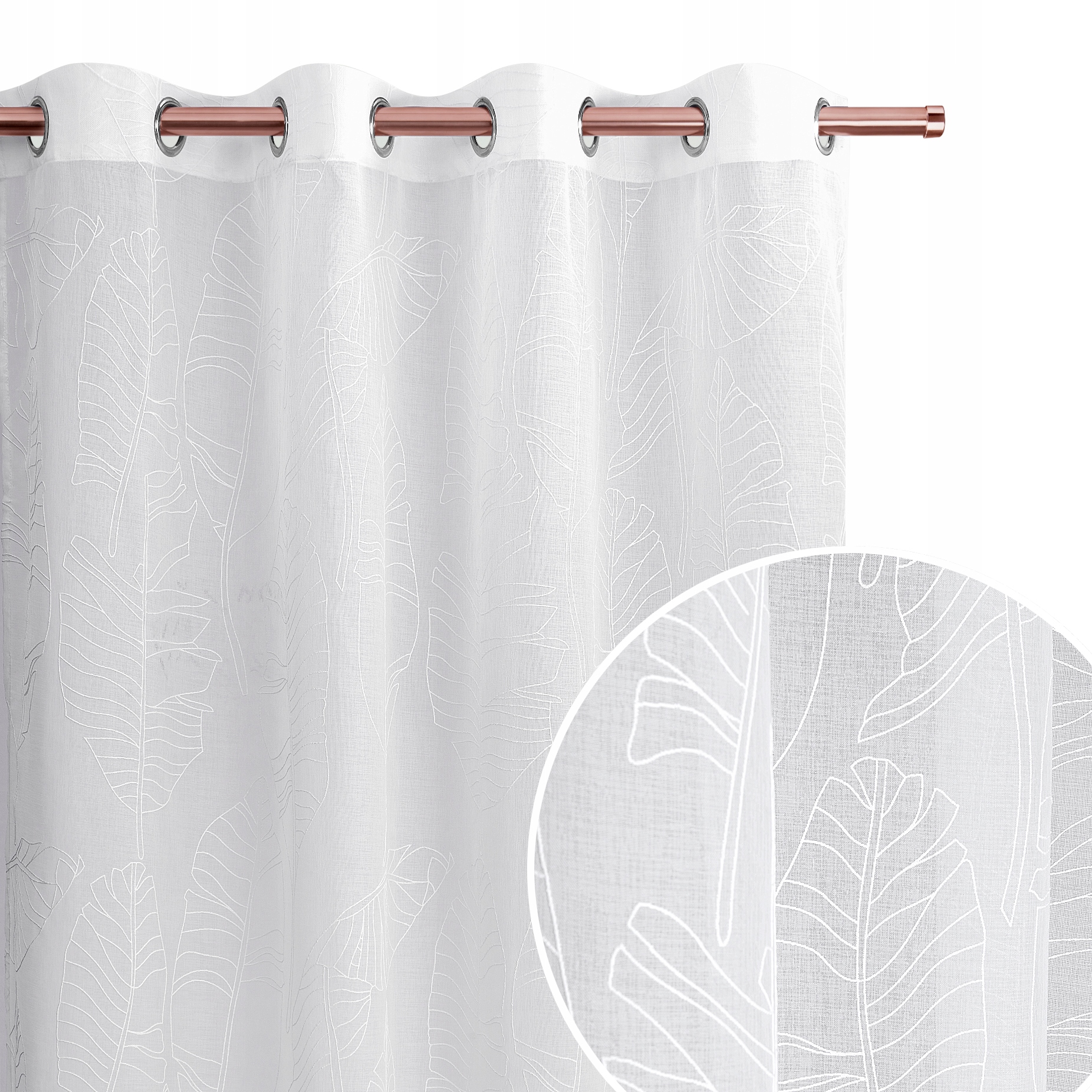 

Firana do salonu 140x280 na przelotkach Flory