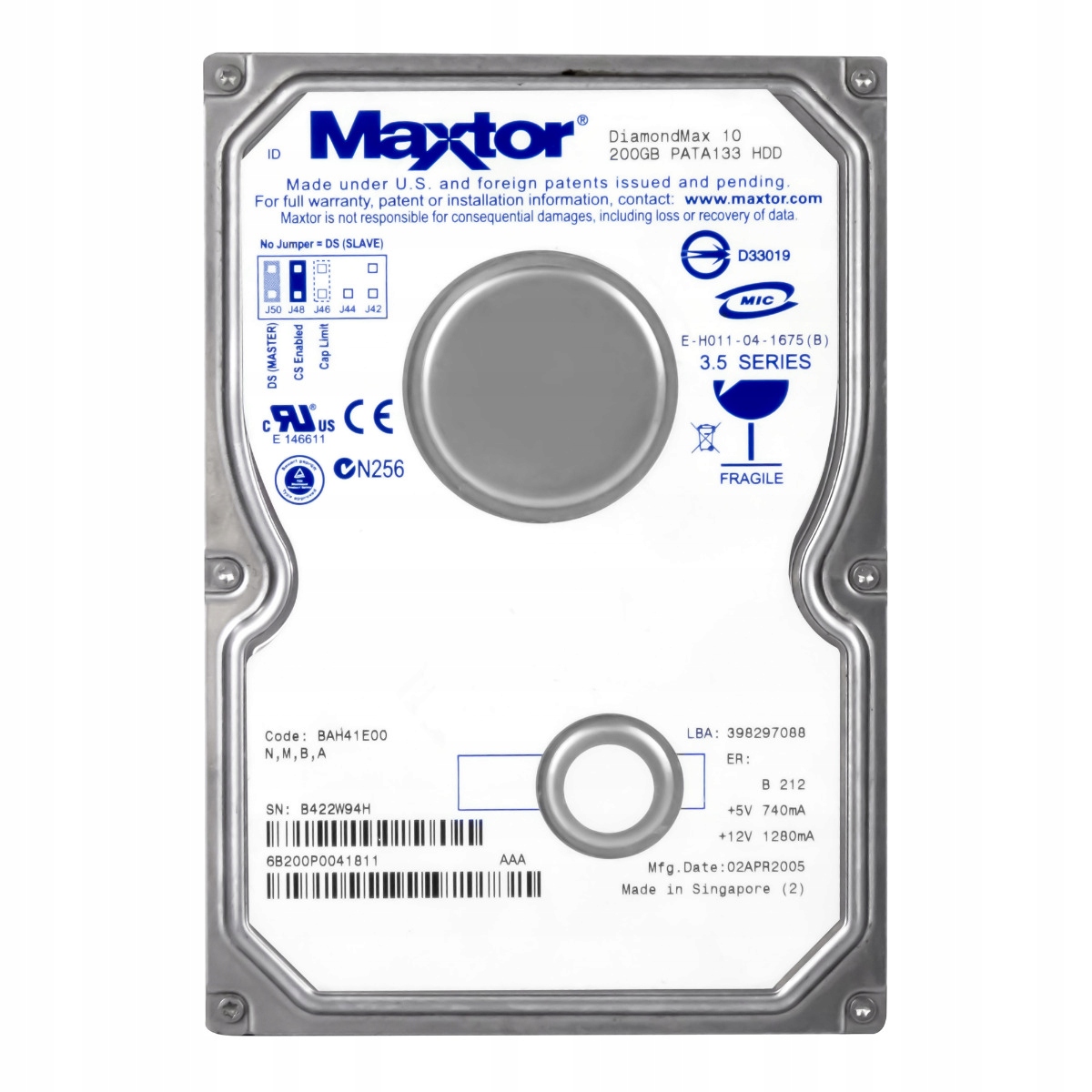 Maxtor 200GB 7.2K 8MB Ideální Pro 3.5'' 6B200P0