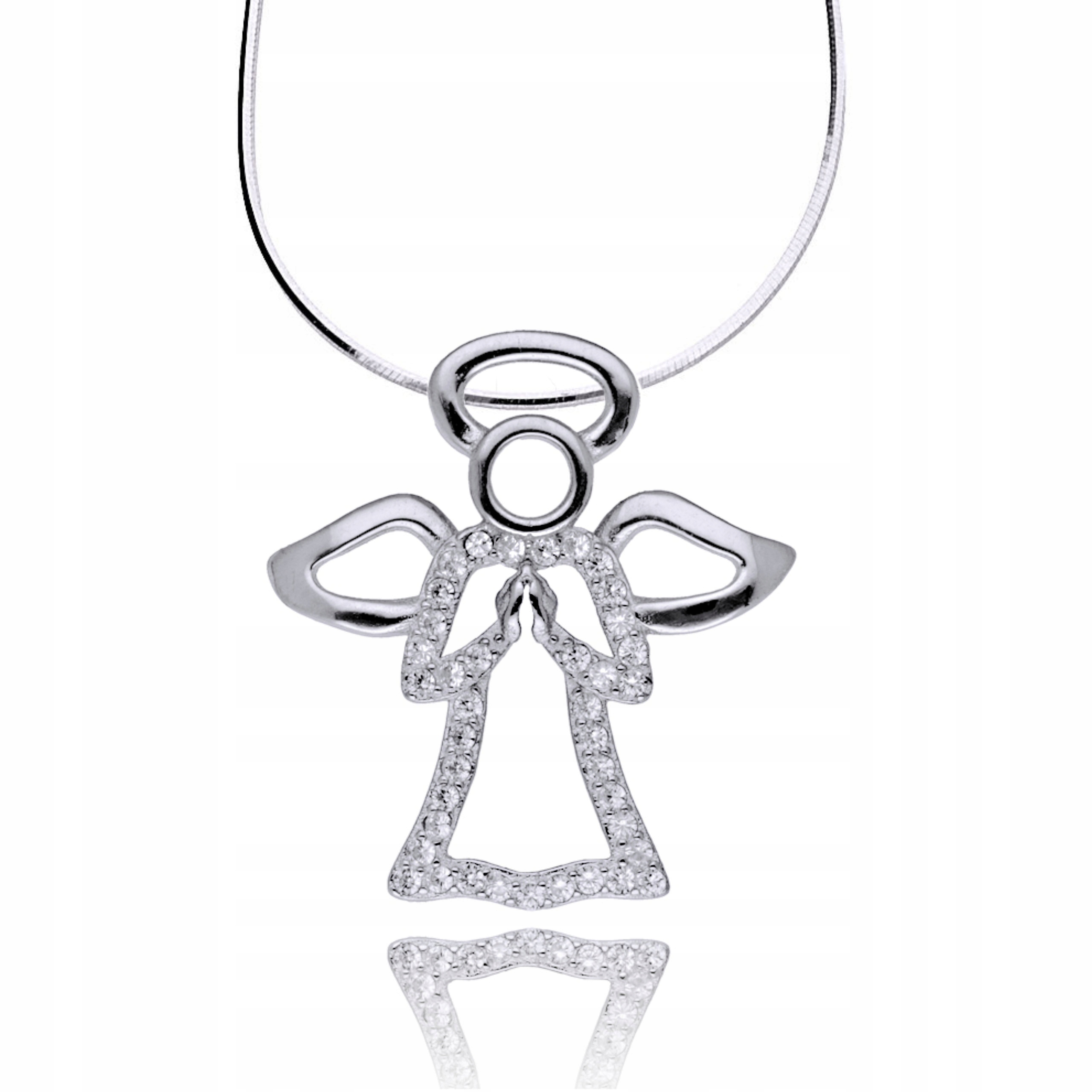 Srebrny Łańcuszek 925 Medalik Aniołek Grawer Marka Euforia