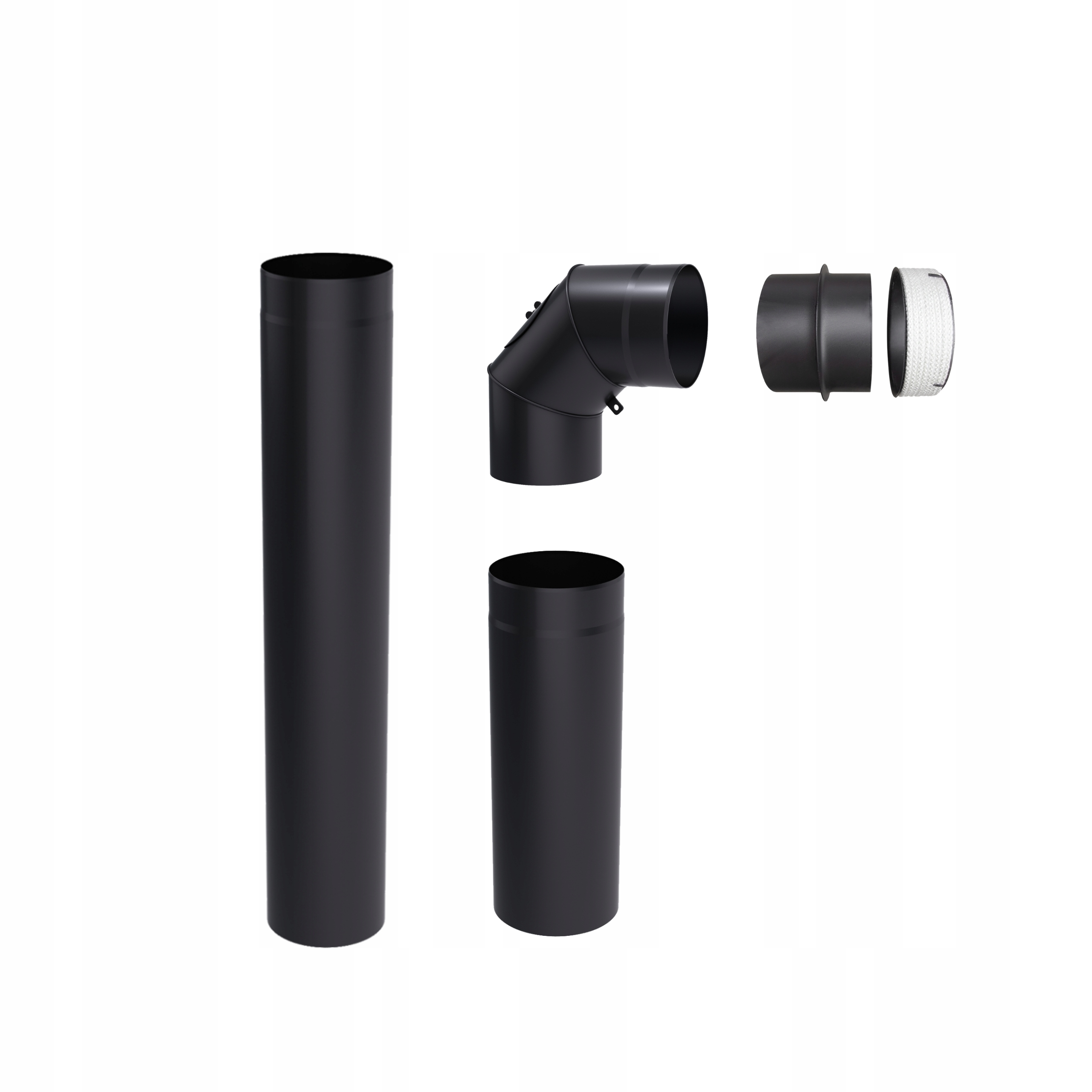 Sada rúrok pre krbovú vložku voľne stojacej pece fi 150 oceľová čierna