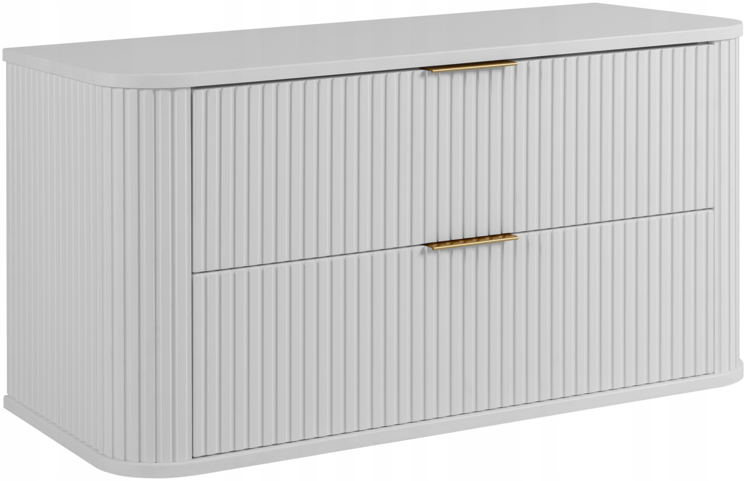 Koupelnová skříňka pod umyvadlo Rýhovaná Závěsná bílá 100 Oválná přední část