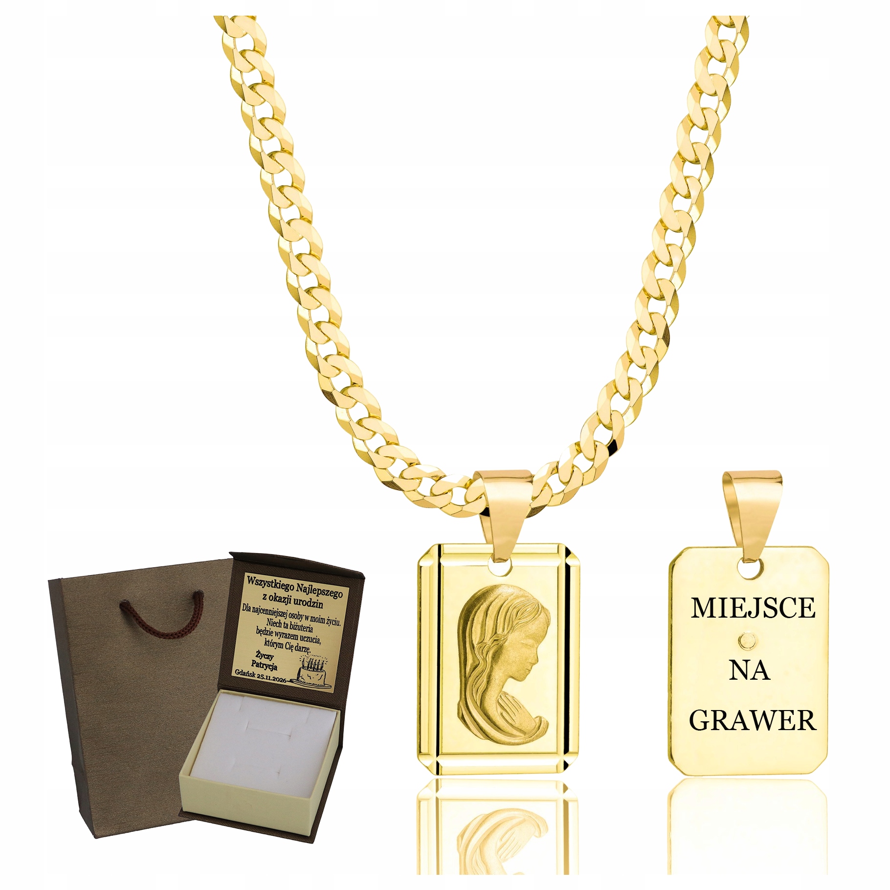 Zlatý Plný Řetízek Pánský Pancr S Medailonem Pr 925 585 Gravírování Bonus