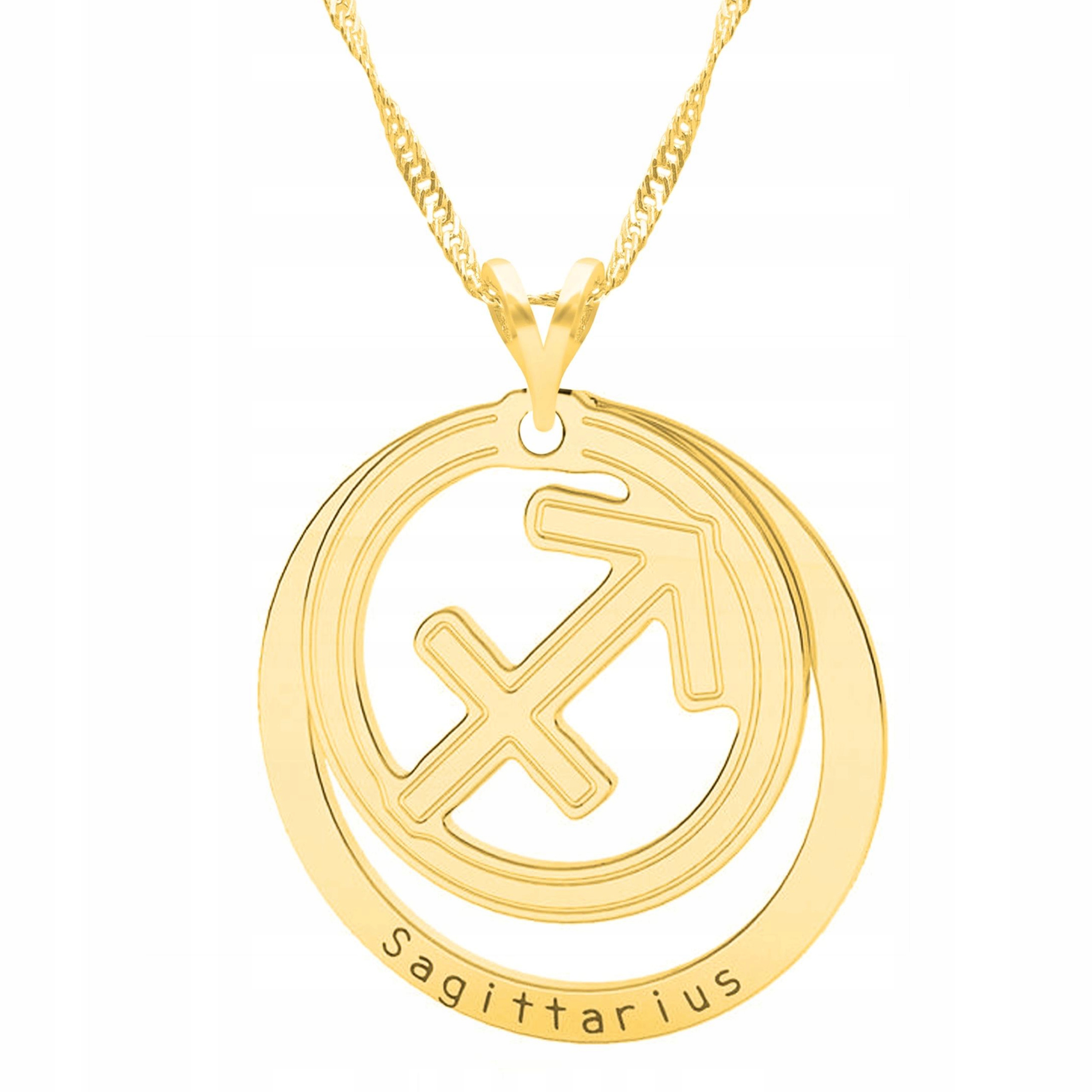 Zlatý náhrdelník se střelcem Sagittarius Znamení zvěrokruhu Střelec Stříbro 925