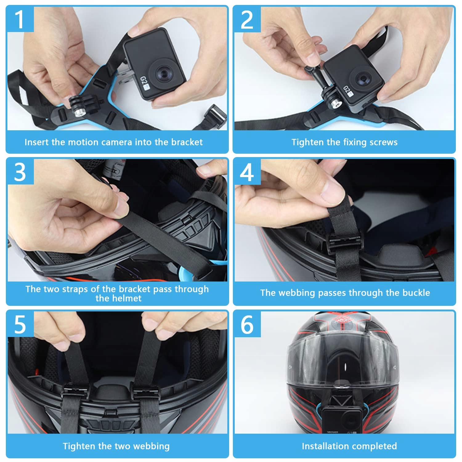 Uchwyt Na Kask Motocyklowy Do Kamer Sportowych GoPro Stabilny GZCAIYUN — miniatura 6