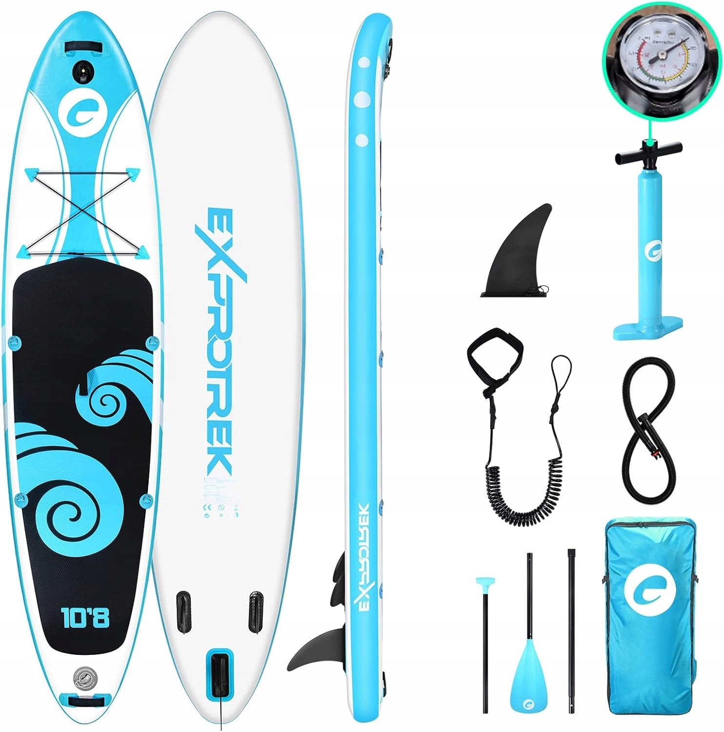 Deska Sup Pompowana Exprotrek Zestaw Z Wiosłem Do Pływania Paddle 10,8" 327