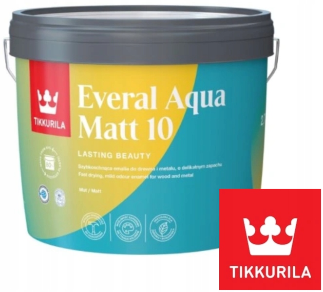 Emalia do drewna i metalu Tikkurila Everal Aqua Matt 10 Baza A 2,7L