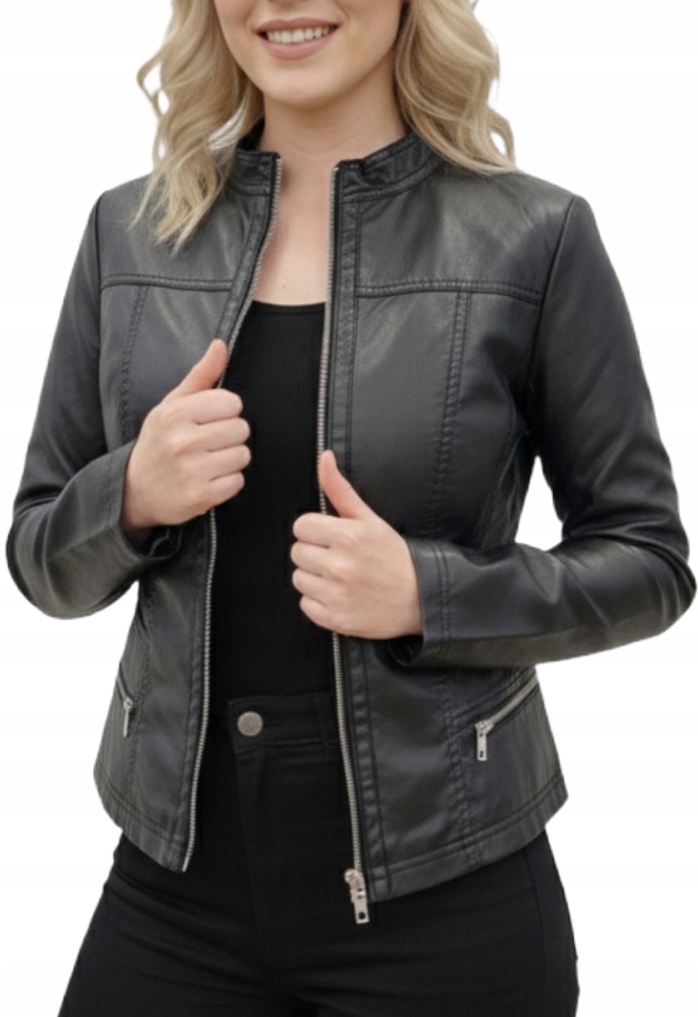 Kurtka Ramoneska Stójka Skórzana Escandelle 56/8XL Marynarka Eko Bestseller