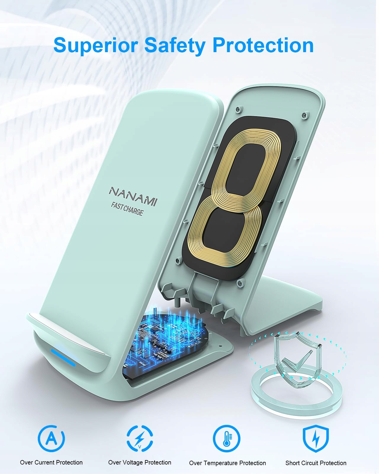 NANAMI Szybka Ładowarka Bezprzewodowa 10W Samsung iPhone Google LG — miniatura 4