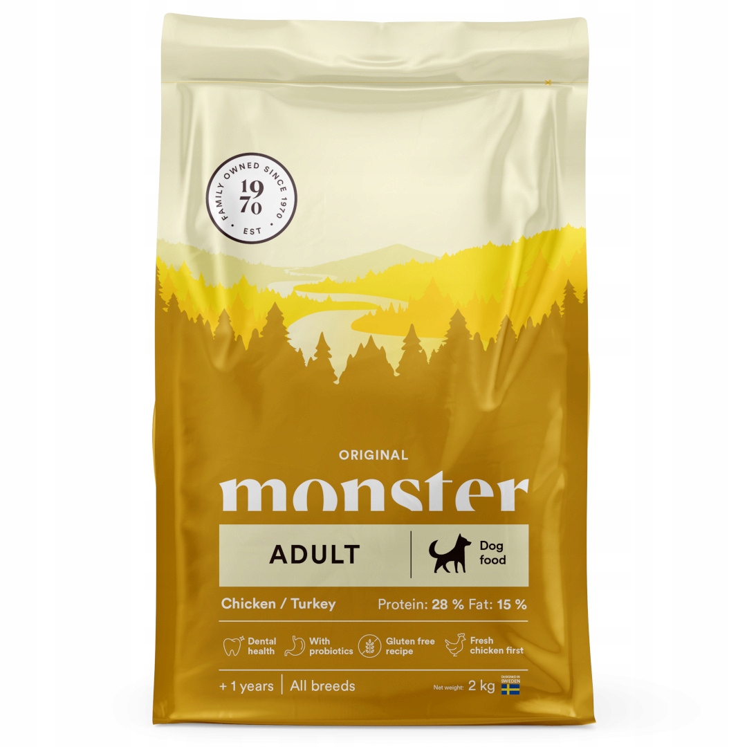 Levně Monster Dog Original Adult 2kg Suché Krmivo pro psa s kuřecím a krůtím masem