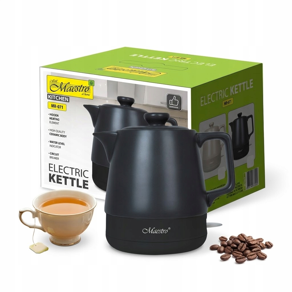 Mały Czajnik elektryczny ceramiczny 1L 1200W Maestro MR-071 czarny
