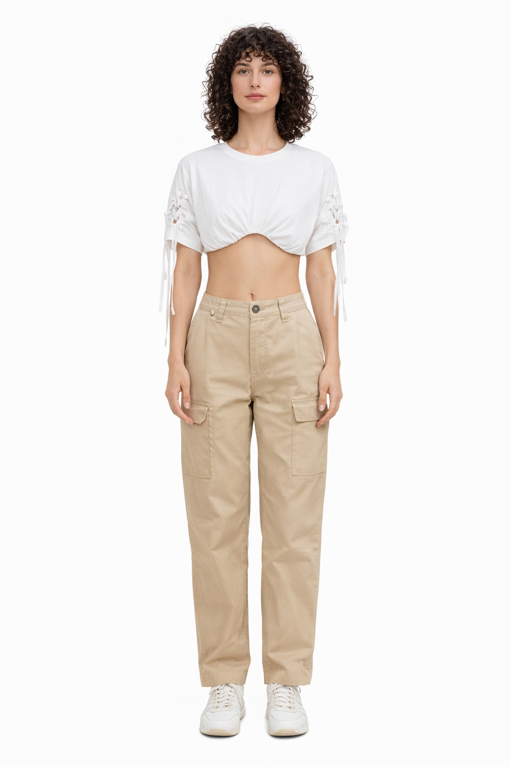 Pinko Bílý Bavlněný Top Se Zavazováním A Prolamovanými Detaily S I2C