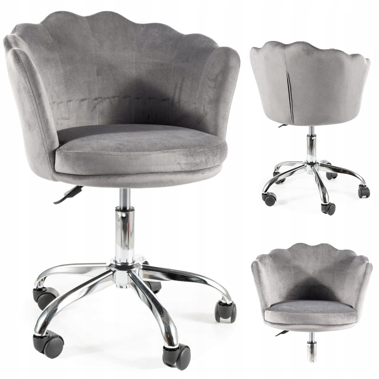 Fotel obrotowy welurowy szary Rose Velvet Signal