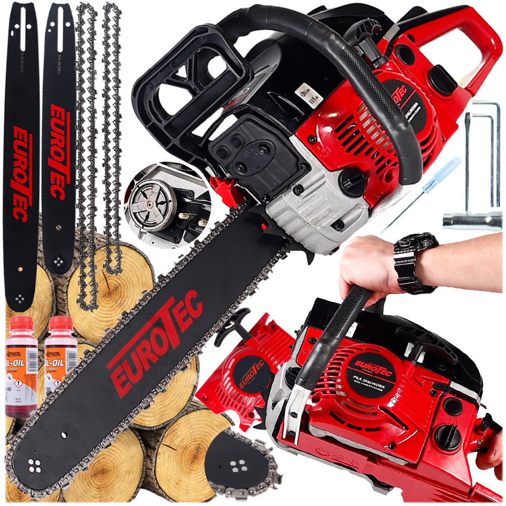 Řetězová Benzínová Pila 5,5 km 52 cm3 Na Dřevo Olej Sada XXL