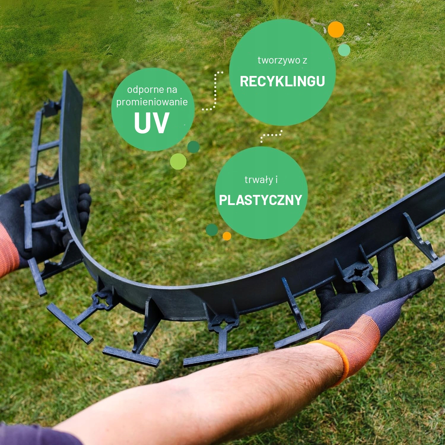 OBRZEŻE OGRODOWE TRAWNIKOWE PLASTIKOWE PCV BORDER H45 12M + 36 KOTEW Długość 1200 cm