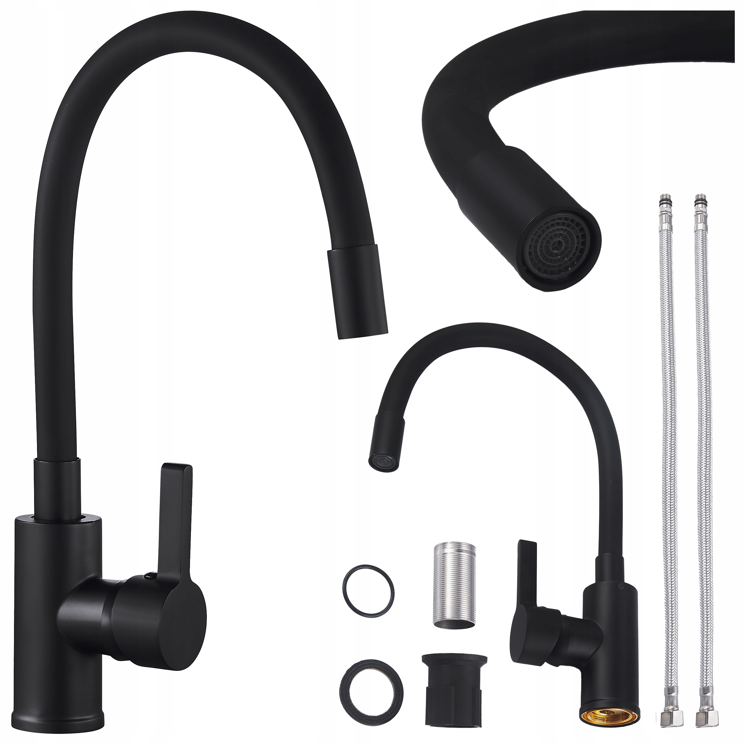 Kuchyňská Baterie Na Desku Dixon Černá Ohebná Černá Výtoková Základna