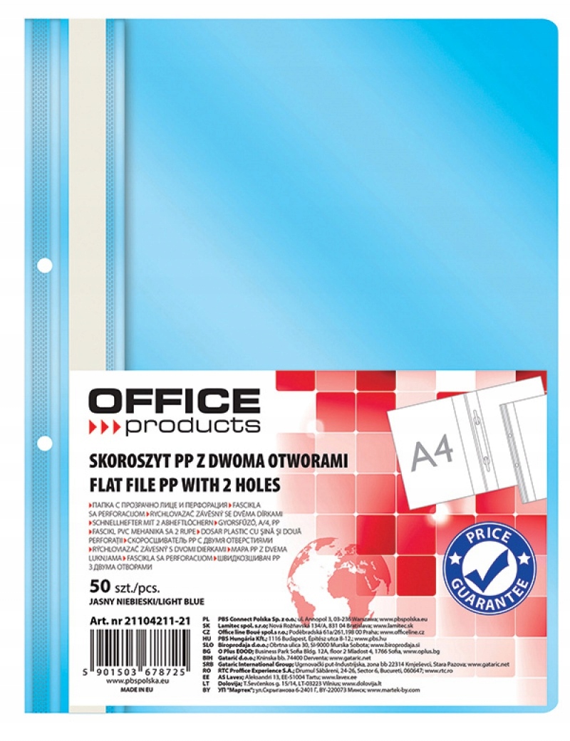 

Skoroszyt Office Pp A4 Wpinany 2OTW Jasnoniebieski