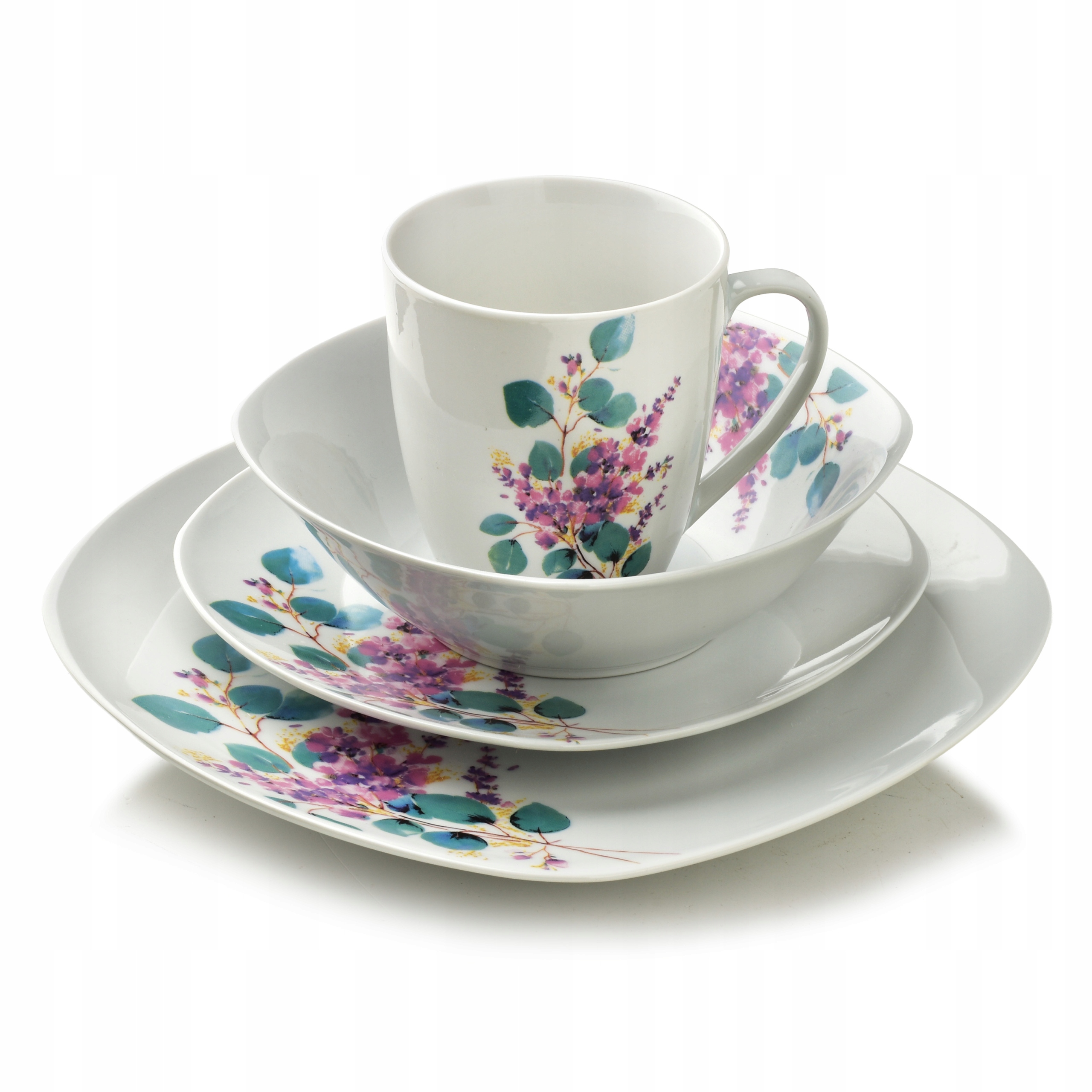 Porcelánový obedový komplet Affekdesign Lea Lavender 25,5 cm, fialový, 16 kusov