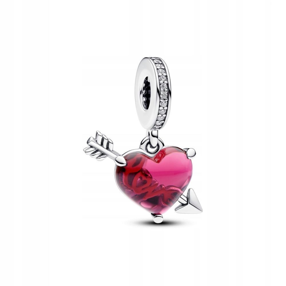 Přívěsek Pandora Červené srdce ze skla Murano 793085C01