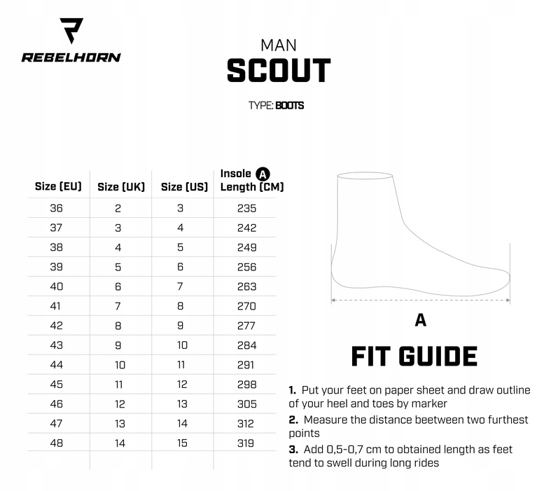 Buty motocyklowe turystyczne REBELHORN Scout czarne matowe 39 Model Scout