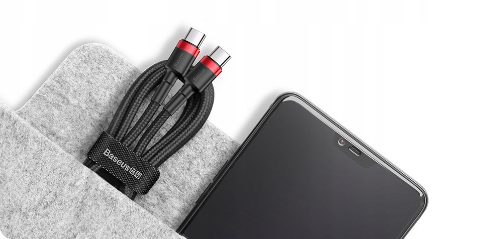 BASEUS MOCNY KABEL USB-C SZYBKIE ŁADOWANIE TYP-C TYPE-C PD 60W QC 3.0 1M Konstrukcja oplot