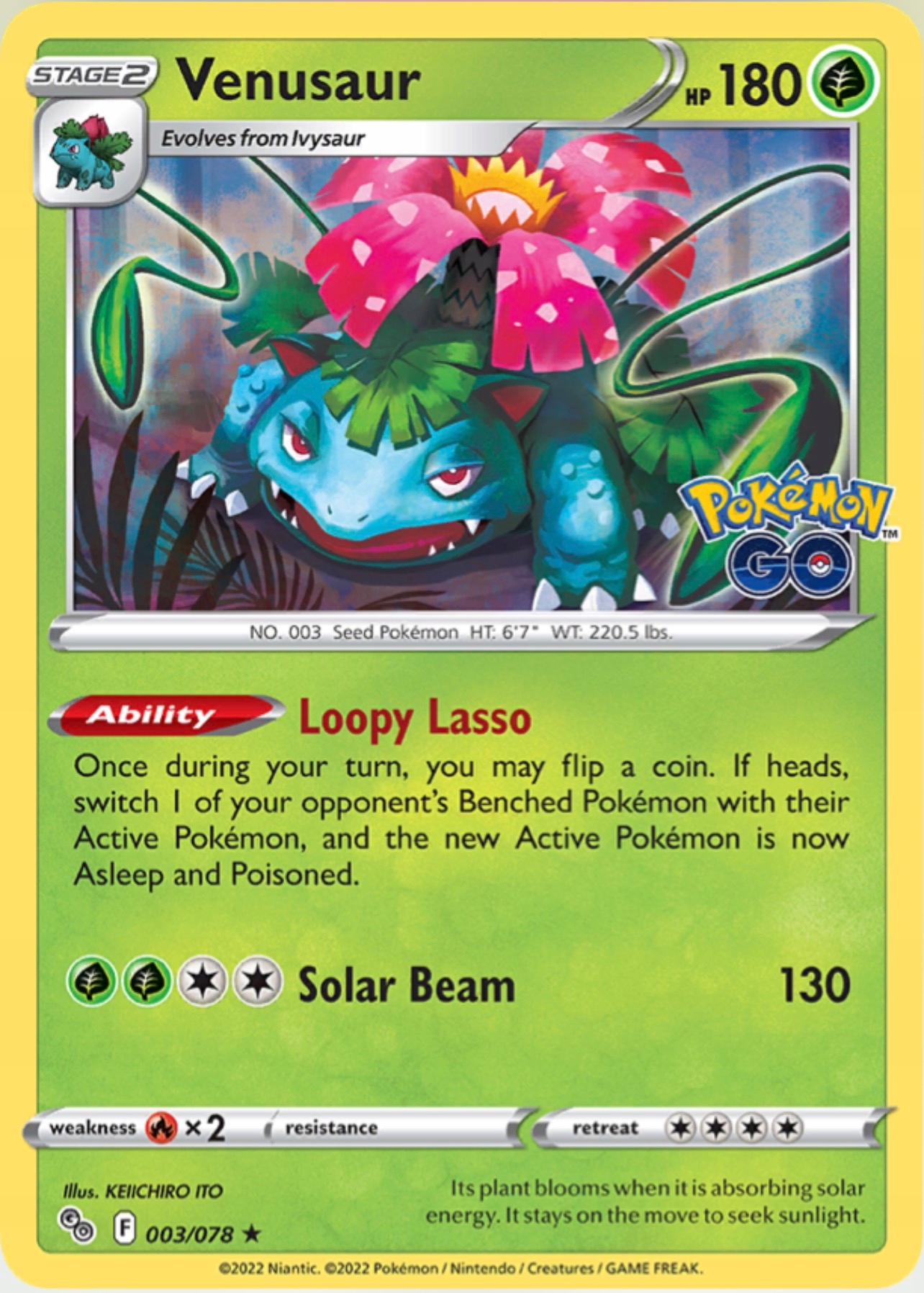 Pokémon Go 003/078 VENUSAUR HOLO TCG