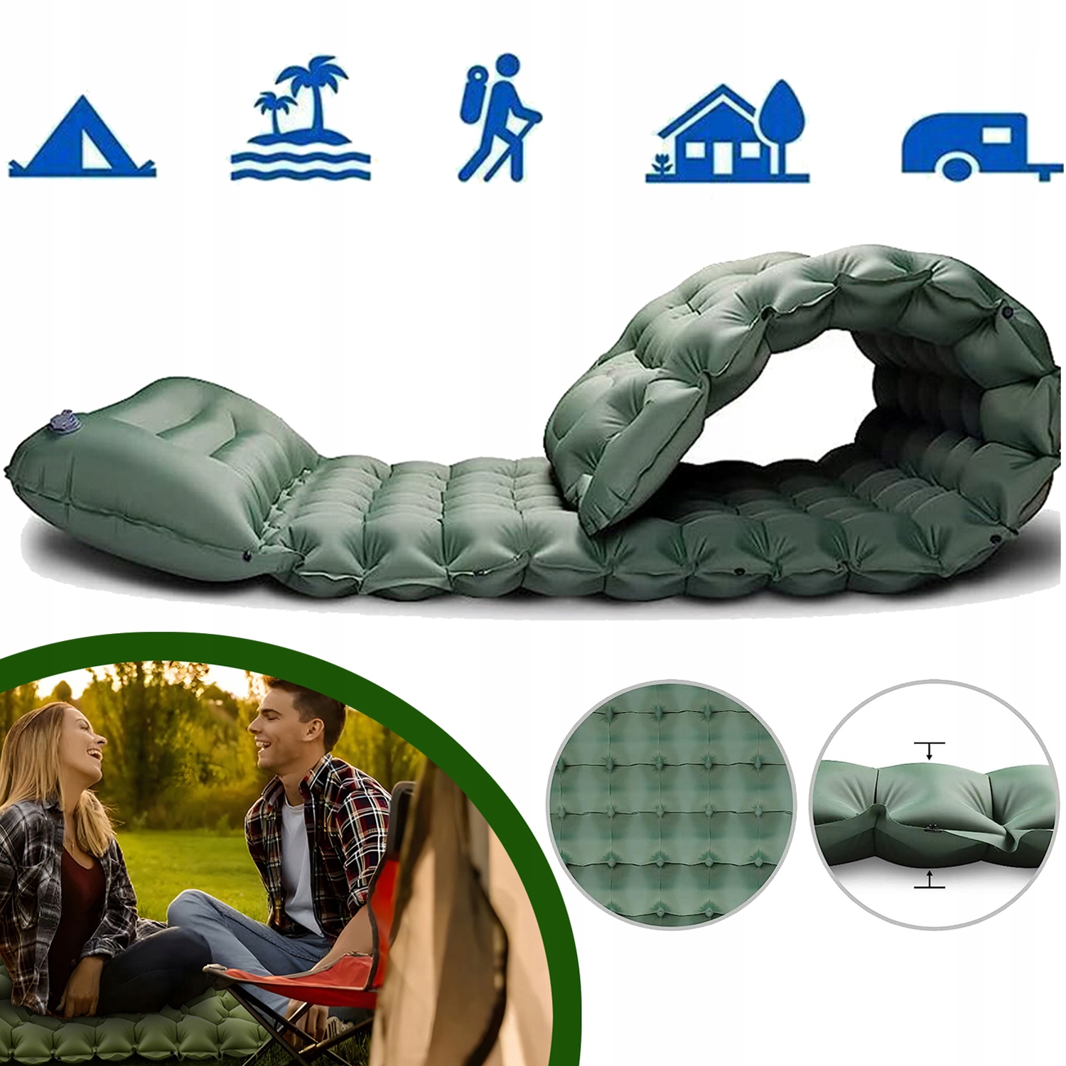 Samonafukovací Karimatka, Matrace, Ultralehká Podložka Na Kempování 195 CM