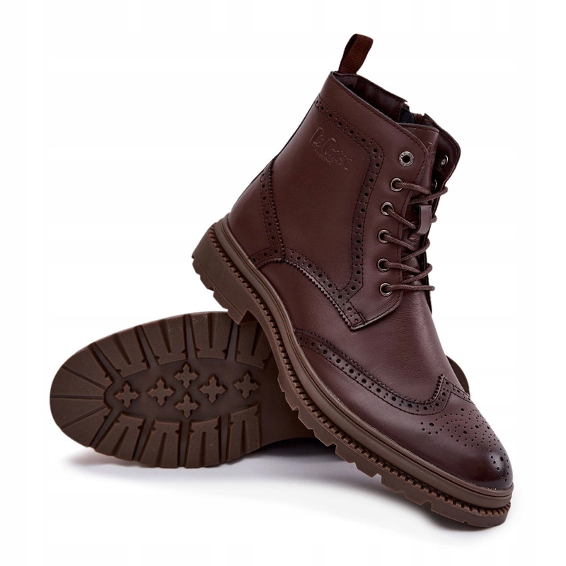 Kotníkové Boty Z Přírodní Kůže Se Zipem Lee Cooper LCJ-25-33-3960 Hnědé 42