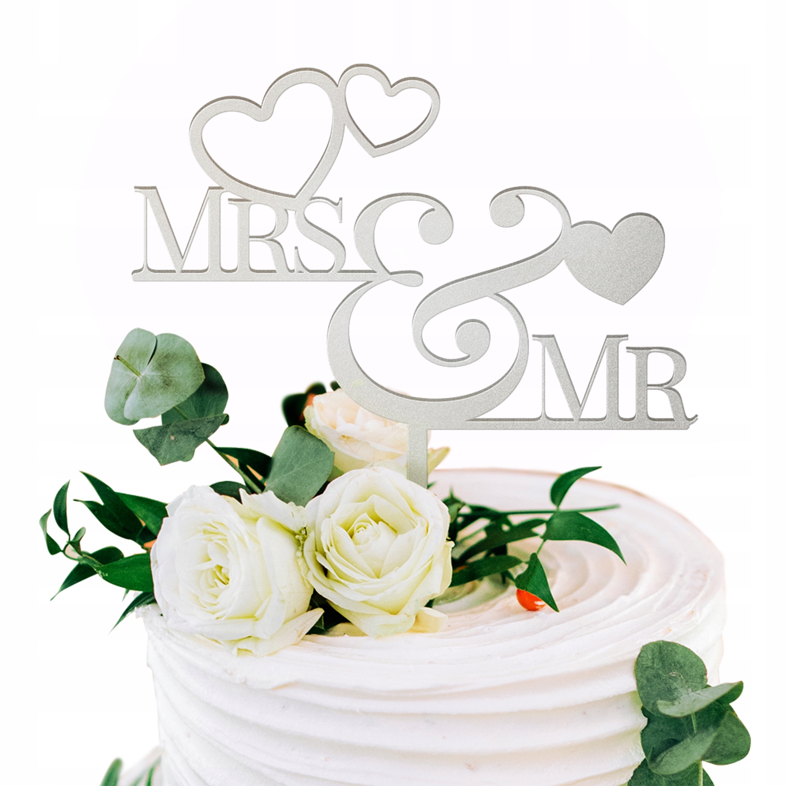 ślub TOPPER na TORT BIAŁY wesele napis ROCZNICA