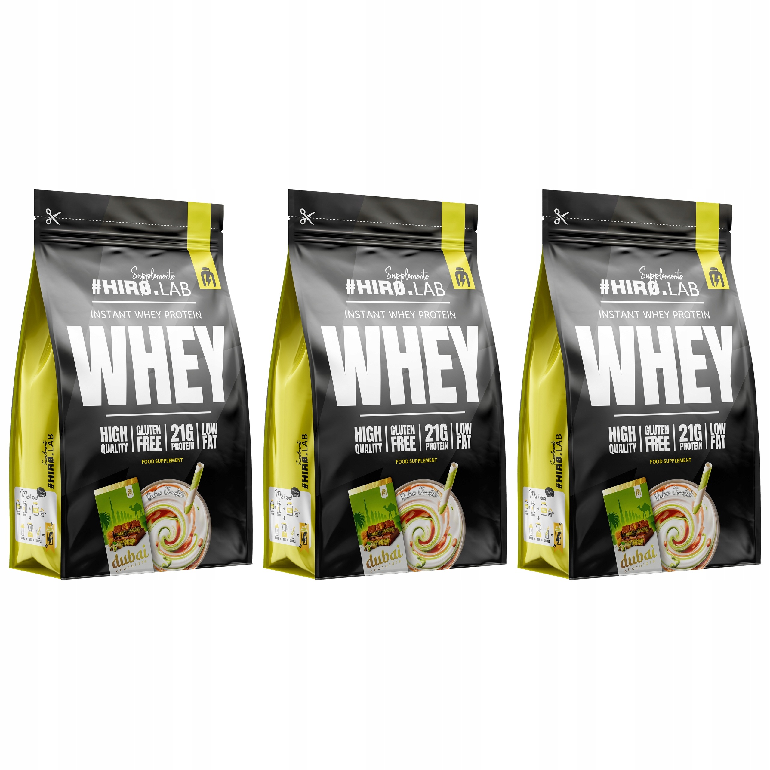 3x Syrovátkový Protein Instant Whey Protein Wpc Hiro.lab 750g Dubajská Čekol