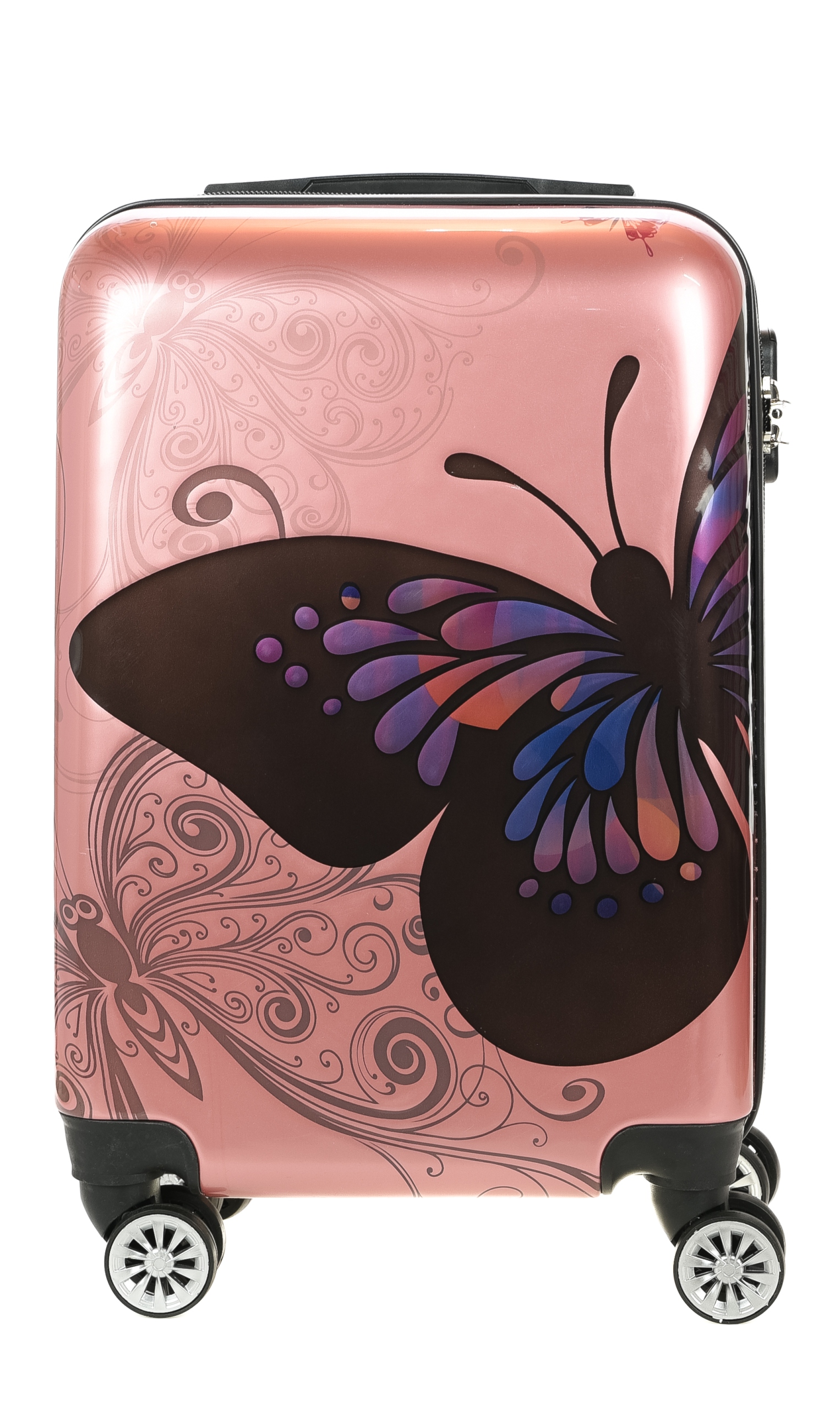 Walizka Mała Kabinowa Różowa Rose Gold Motyl Madisson Zamek Szyfrowy