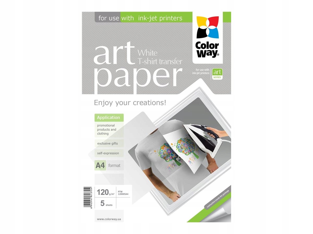 Papier termotransferowy ColorWay Art A4 120 g/m² do jasnych tkanin 5 ark.