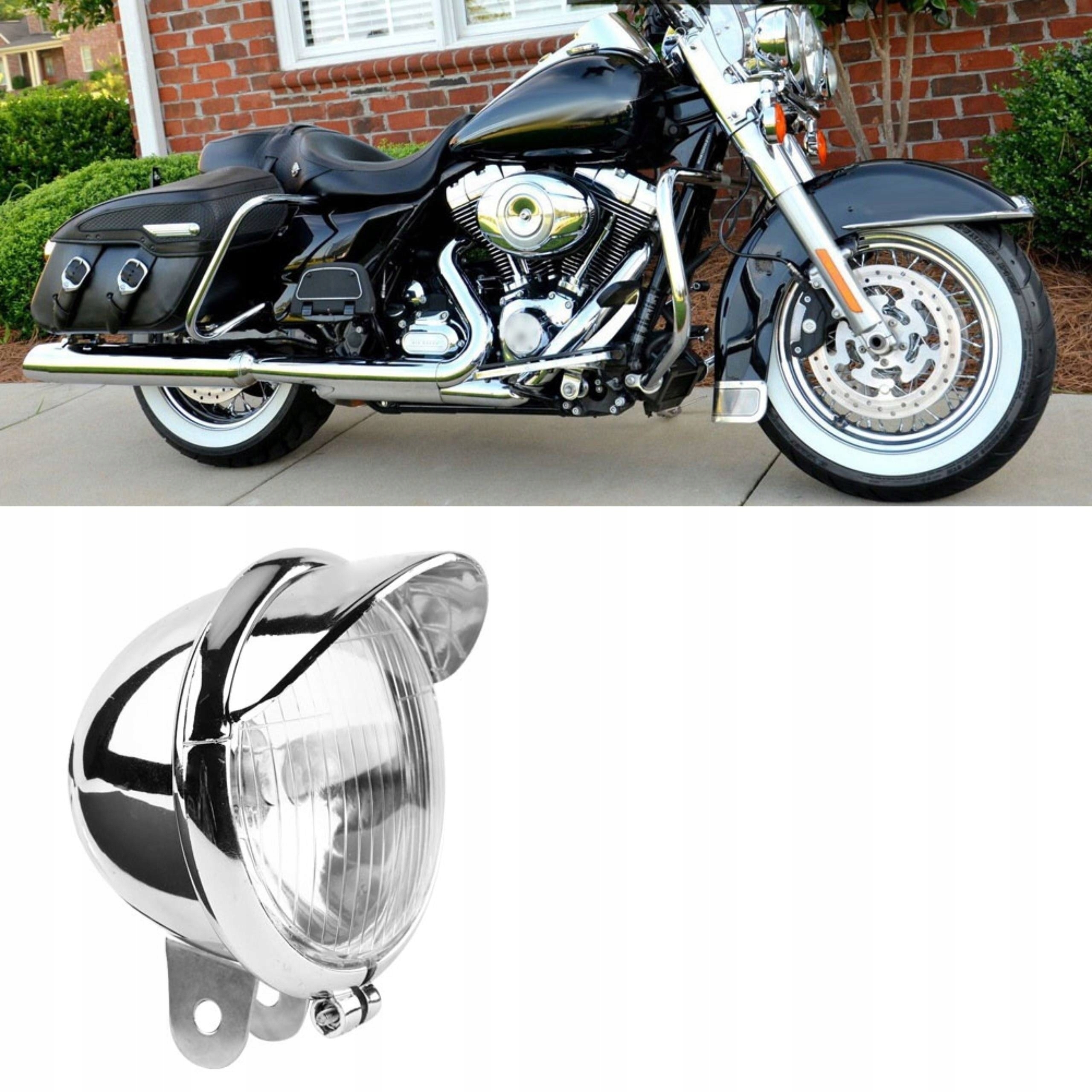 LAMPA MOTOCYKLOWA REFLEKTOR PRZÓD CHOPPER CHROM Stan opakowania oryginalne